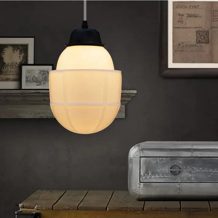 Opal Glass Pendant Light – Vintage Geometric Ceiling Lamp