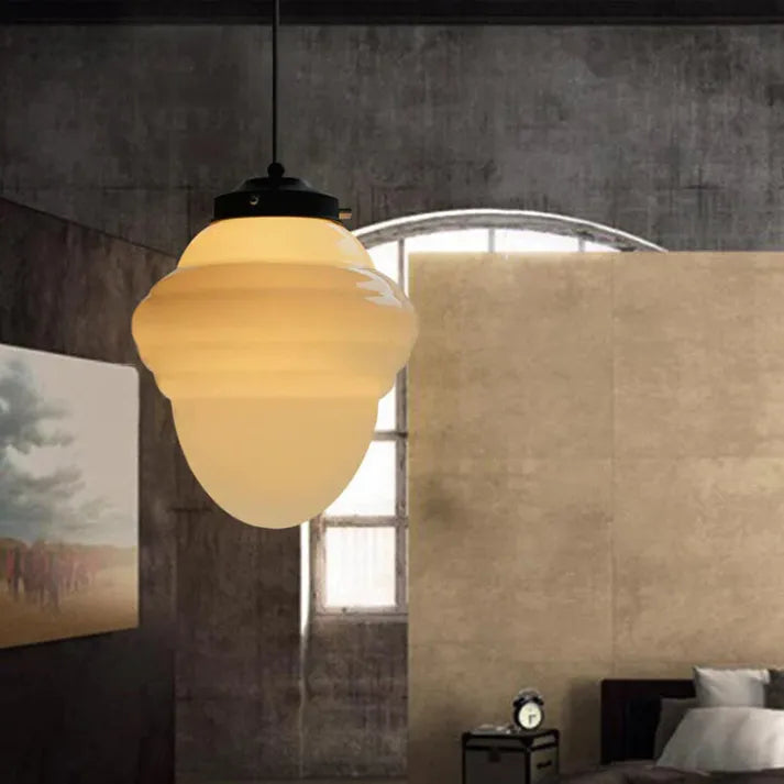 Opal Glass Pendant Light – Vintage Geometric Ceiling Lamp