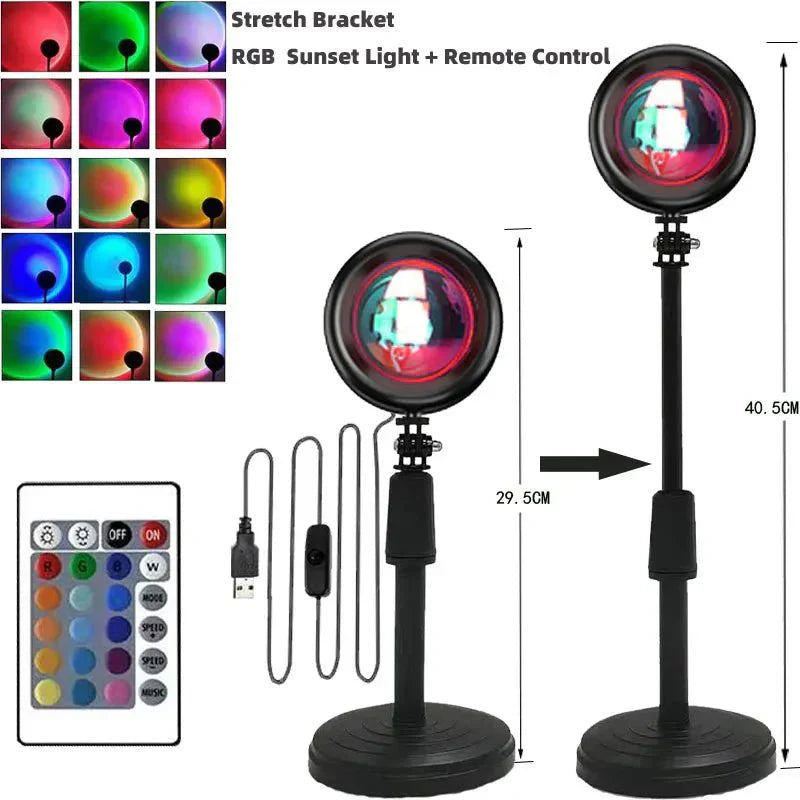 Sunset Projector Lamp – 15-Colour LED with Remote Control