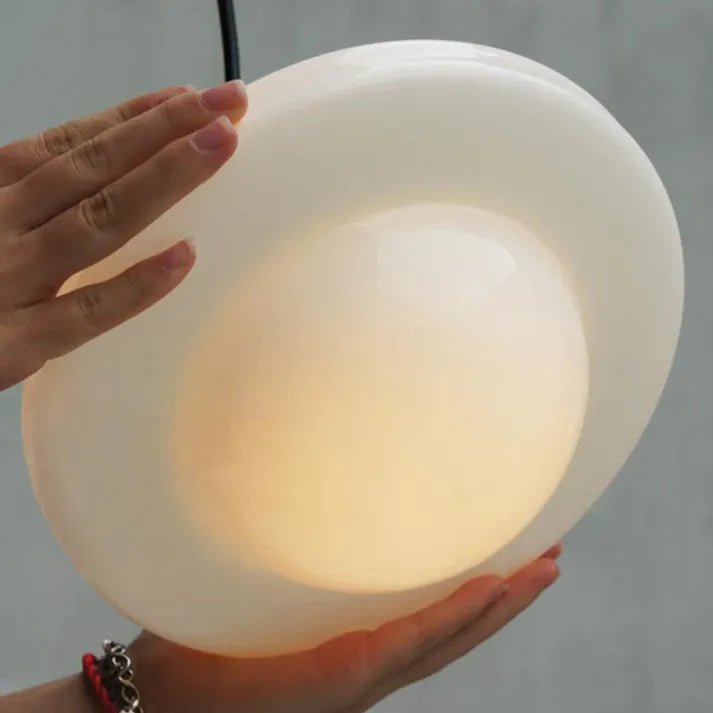 Opal Glass Pendant Light – Vintage Geometric Ceiling Lamp