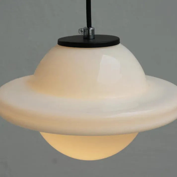 Opal Glass Pendant Light – Vintage Geometric Ceiling Lamp
