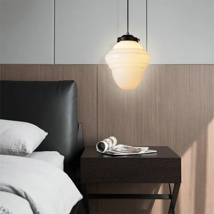 Opal Glass Pendant Light – Vintage Geometric Ceiling Lamp