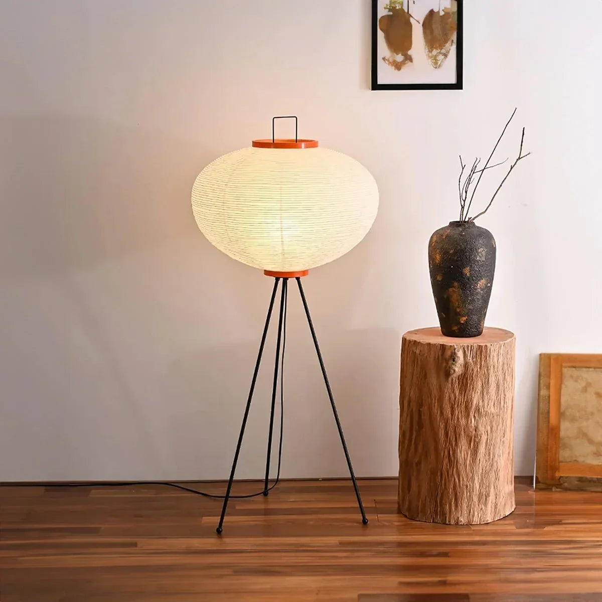 Japanese Rice Paper Floor Lamp – Warm LED Light for Modern Interiors